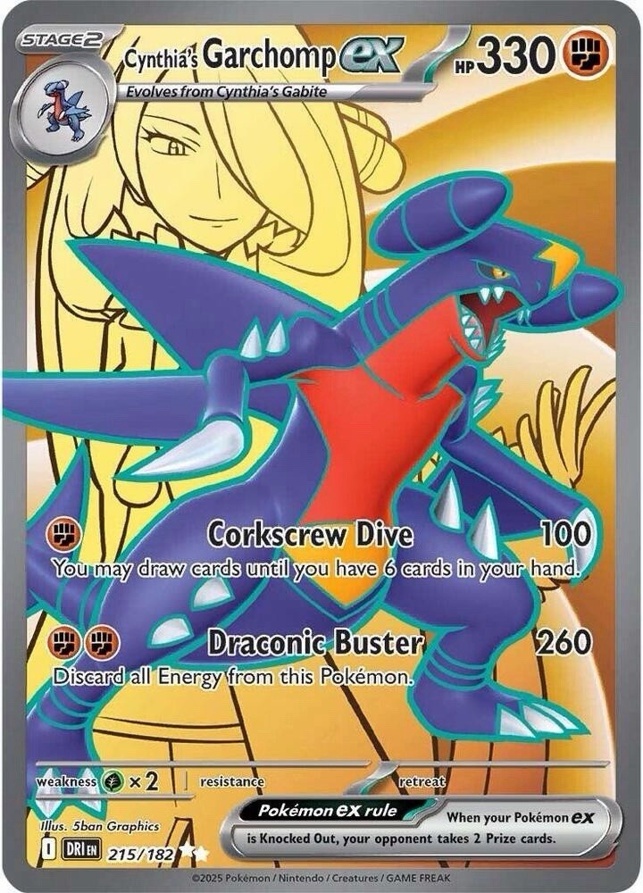 Pokémon TCG Cynthia's Garchomp EX Full Art 215/182 Destined Rivals 1/2