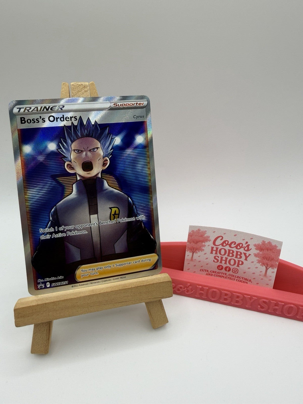 Pokemon Boss's Orders SWSH251 Black Star Promo Full Art Trainer Holo